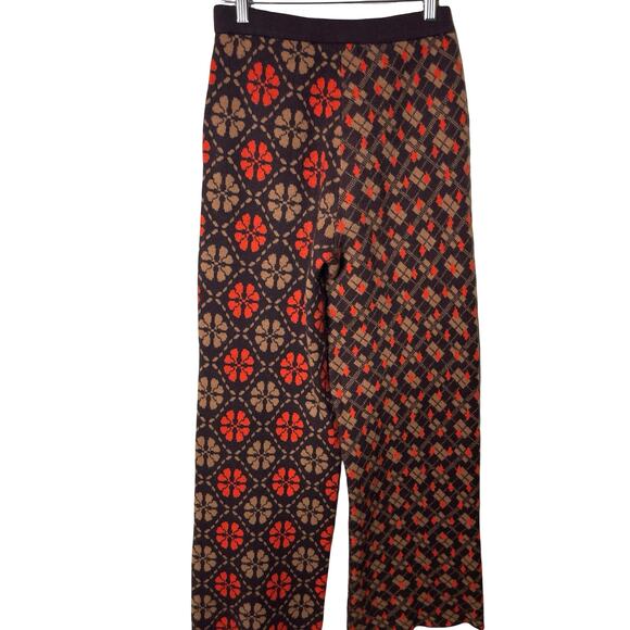 Lingua Franca Brown Orange Wool Cashmere Knit Jacquard Pants XS - Picture 7 of 9